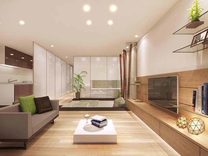 「石庭」があるマンションリフォーム：注文住宅の設計｜大阪の建築家・設計事務所