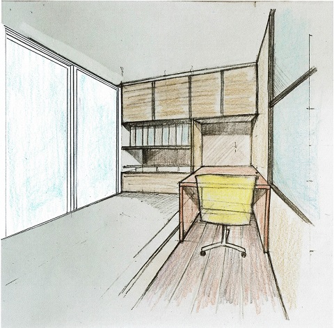 子供部屋　（完成予想図）：注文住宅の設計｜大阪の建築家・設計事務所