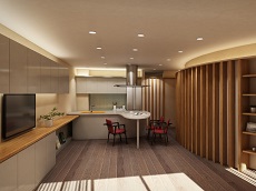曲面壁で構成された住空間のマンションリフォーム｜大阪の設計事務所・建築家：注文住宅の設計