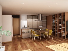 キッチンが主役のマンションリフォーム｜大阪の設計事務所・建築家：注文住宅の設計