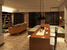 高床和室のダイニングが中心のマンションリフォーム｜大阪の設計事務所・建築家：注文住宅の設計