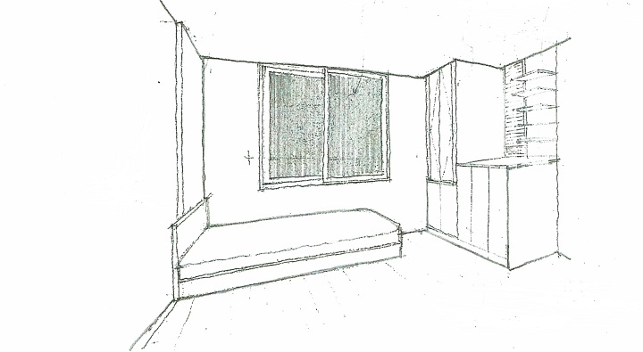 寝室A（完成予想図）｜注文住宅の設計：大阪の建築家・設計事務所