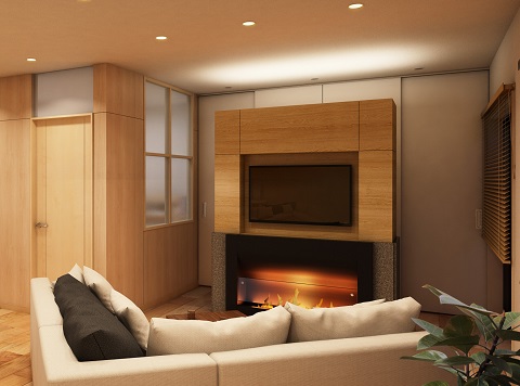 「暖炉」があるマンションリフォーム：注文住宅の設計｜大阪の建築家・設計事務所