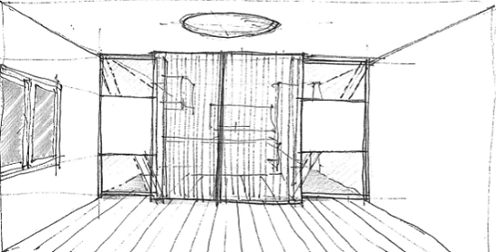 寝室（完成予想図）：注文住宅の設計｜大阪の建築家・設計事務所
