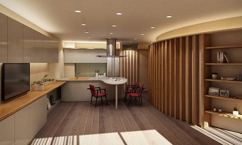 光あふれる「優美なる曲面」で構成されたマンションリフォーム｜大阪の設計事務所・建築家：注文住宅の設計