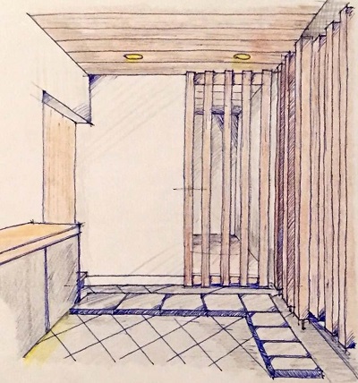 京町屋の風情が感じられるマンションリフォーム（完成予想図）：注文住宅の設計｜大阪の建築家・設計事務所