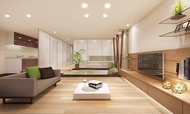 和モダンの中庭・石庭のあるマンションリフォーム：注文住宅の設計｜大阪の建築家・設計事務所