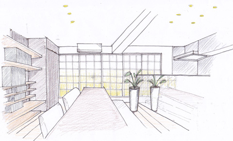LDK（完成予想図）：注文住宅の設計｜大阪の建築家・設計事務所