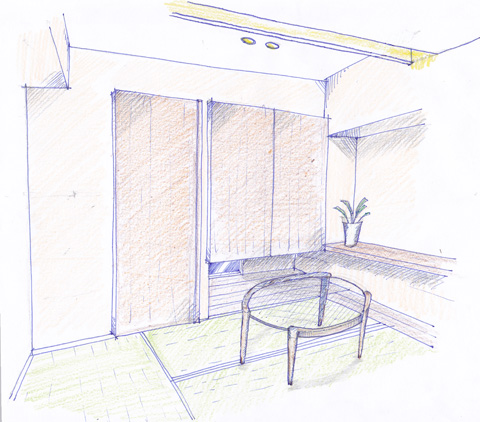 和室（完成予想図）：注文住宅の設計｜大阪の建築家・設計事務所