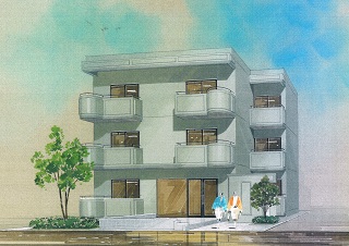 鉄筋コンクリート打ち放しのマンション：デザイナーズワンルームマンションＨ｜大阪の設計事務所・建築家：注文住宅の設計