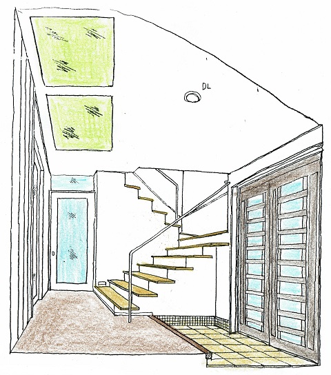 高齢者住宅：間接照明を使った玄関｜大阪の建築家・設計事務所：注文住宅の設計